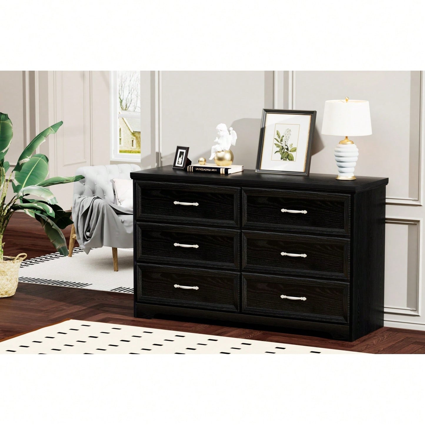 Modern 9 Drawer Dresser with Metal Slides and Anti-Tip Straps for Bedroom Living Room Hallway 47.6L x 15.7W x 28.9H