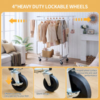 Heavy Duty Adjustable Rolling Garment Rack with Shelves 800lb Capacity Collapsible for Costumes and Decor