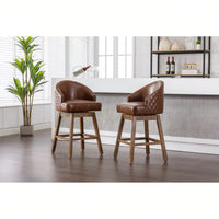 Bar Stools Set Of 2 Counter Height Chairs With Footrest For Kitchen, Dining Room And 360 Degree Swivel