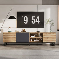 Spacious Modern TV Stand for 80 Inch TVs with Storage Cabinets and Open Shelves for Living Room and Bedroom