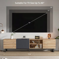 Spacious Modern TV Stand for 80 Inch TVs with Storage Cabinets and Open Shelves for Living Room and Bedroom