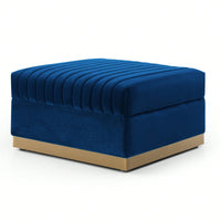 Large Velvet Ottoman Footrest - Modern Tufted Upholstered Foot Stool With Gold Base For Living Room, Bedroom Or Apartment