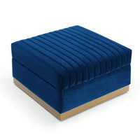 Large Velvet Ottoman Footrest - Modern Tufted Upholstered Foot Stool With Gold Base For Living Room, Bedroom Or Apartment