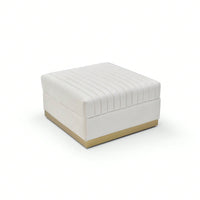 Large Velvet Ottoman Footrest - Modern Tufted Upholstered Foot Stool With Gold Base For Living Room, Bedroom Or Apartment