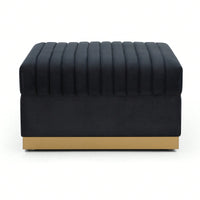 Large Velvet Ottoman Footrest - Modern Tufted Upholstered Foot Stool With Gold Base For Living Room, Bedroom Or Apartment
