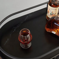 Retro 2-Tier Rolling Bar Cart with Wine Rack and Glass Holder for Kitchen and Living Room