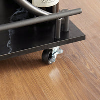 Retro 2-Tier Rolling Bar Cart with Wine Rack and Glass Holder for Kitchen and Living Room