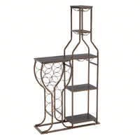 5 Tier Freestanding Wine Rack with Glass Holder and Storage Shelves for Home Bar and Liquor Organization