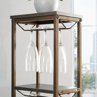5 Tier Freestanding Wine Rack with Glass Holder and Storage Shelves for Home Bar and Liquor Organization