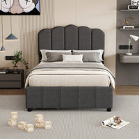 Twin Size Platform Bed Frame With Storage Drawers, Upholstered Linen Headboard And Wood Slat Support, Easy Assembly