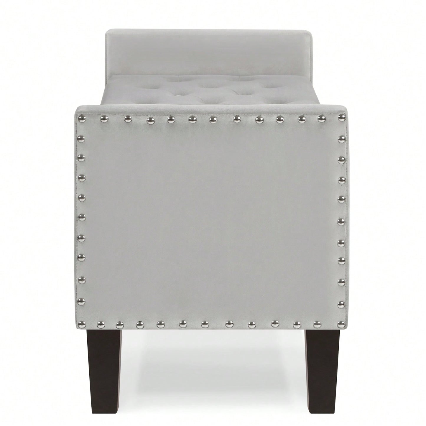 Upholstered Tufted Button Storage Bench With Nail Trim