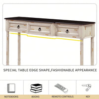 Console Table Sofa Table With Drawers For Entryway With Projecting Drawers And Long Shelf