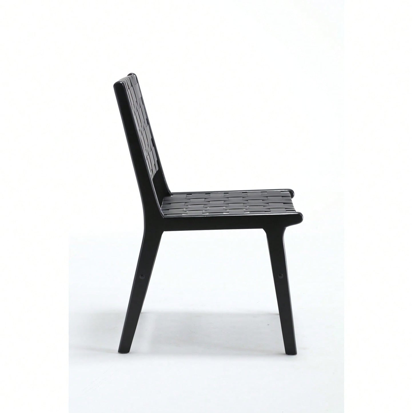 Saddle Leather Woven Dining Chair, Solid Wood Legs, Suitable For Dining And Living Room