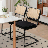 Dining Chairs Set Of 2 With Velvet Rattan Side Accent Chairs