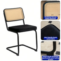 Dining Chairs Set Of 2 With Velvet Rattan Side Accent Chairs