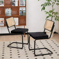 Dining Chairs Set Of 2 With Velvet Rattan Side Accent Chairs