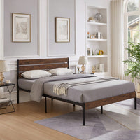 Queen Size Bed Frame With Wood Headboard