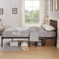 Queen Size Bed Frame With Wood Headboard