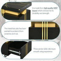 Contemporary Coffee Table With Faux Marble Top And Drawers