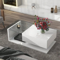 Modern Coffee Table With Tempered Glass Top And Drawer