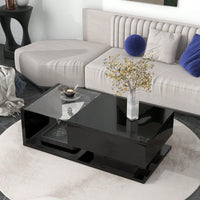 Modern Coffee Table With Tempered Glass Top And Drawer