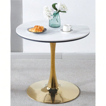 31.5" Golden And White Tulip Table