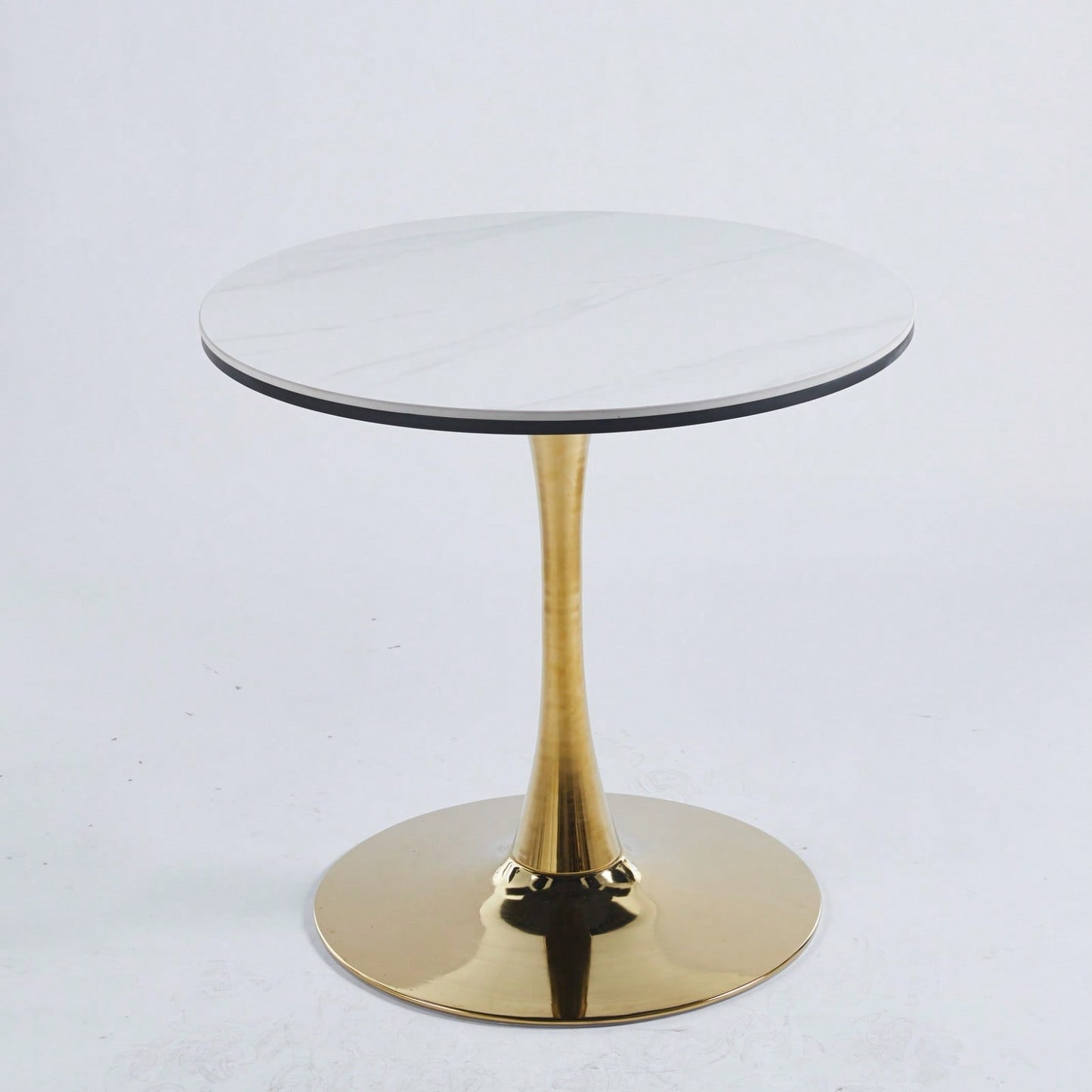 31.5" Golden And White Tulip Table