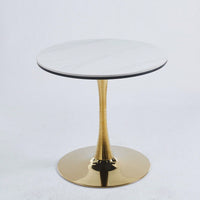 31.5" Golden And White Tulip Table