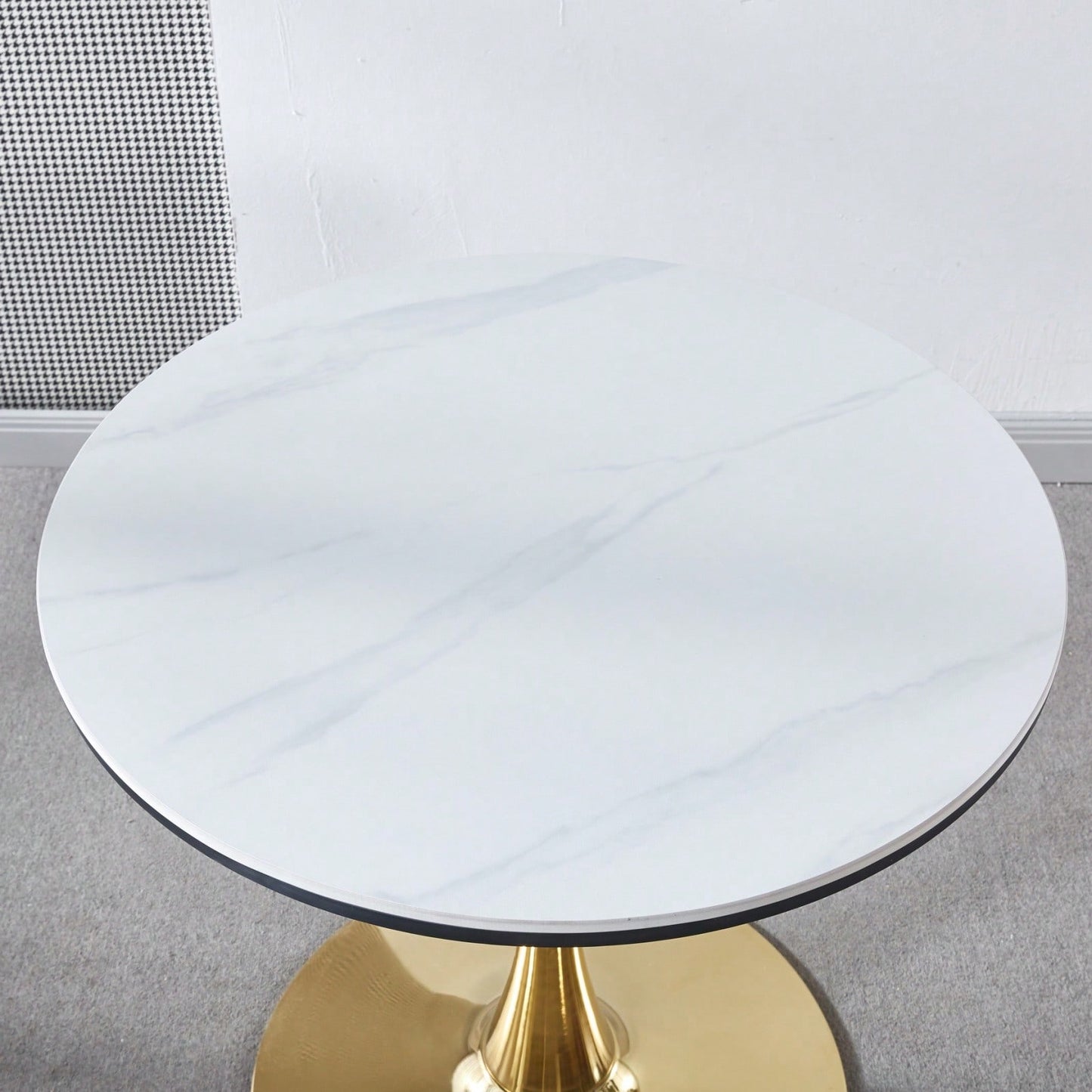 31.5" Golden And White Tulip Table
