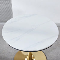 31.5" Golden And White Tulip Table