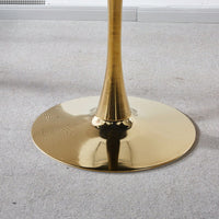 31.5" Golden And White Tulip Table