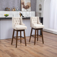 Bar Stools Set Of 2 Counter Height Chairs With Footrest For Kitchen, Dining Room And 360 Degree Swivel