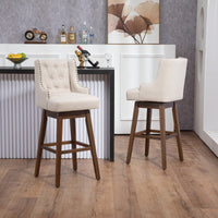 Bar Stools Set Of 2 Counter Height Chairs With Footrest For Kitchen, Dining Room And 360 Degree Swivel