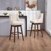 Bar Stools Set Of 2 Counter Height Chairs With Footrest For Kitchen, Dining Room And 360 Degree Swivel