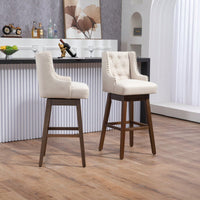 Bar Stools Set Of 2 Counter Height Chairs With Footrest For Kitchen, Dining Room And 360 Degree Swivel