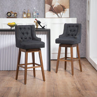 Bar Stools Set Of 2 Counter Height Chairs With Footrest For Kitchen, Dining Room And 360 Degree Swivel