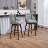 Bar Stools Set Of 2 Counter Height Chairs With Footrest For Kitchen, Dining Room And 360 Degree Swivel