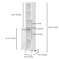 67 Inch Tall Freestanding Bathroom Storage Cabinet with Adjustable Shelves and Anti-Tip Design in White for Home Organization