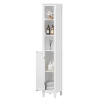67 Inch Tall Freestanding Bathroom Storage Cabinet with Adjustable Shelves and Anti-Tip Design in White for Home Organization