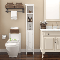 67 Inch Tall Freestanding Bathroom Storage Cabinet with Adjustable Shelves and Anti-Tip Design in White for Home Organization