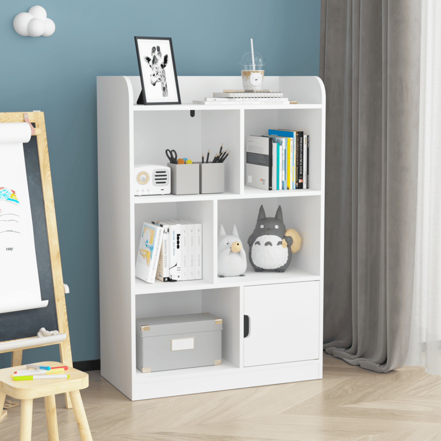 Kids Bookcase, 6-Tier Freestanding Bookshelf With Storage Cubes, Children's Book Organizer For Bedroom, Playroom, Living Room, White