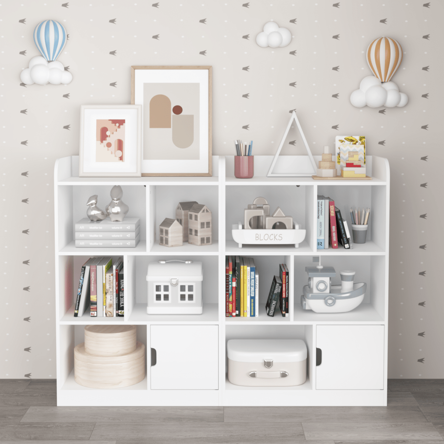 Kids Bookcase, 6-Tier Freestanding Bookshelf With Storage Cubes, Children's Book Organizer For Bedroom, Playroom, Living Room, White