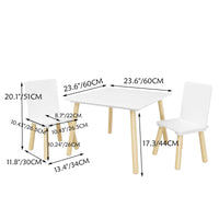 Kids Wooden Activity Table And 2 Chairs Set | Toddler Play Table Set | Solid Wood Construction | Easy Assembly | White |Chairs