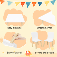 Kids Wooden Activity Table And 2 Chairs Set | Toddler Play Table Set | Solid Wood Construction | Easy Assembly | White |Chairs