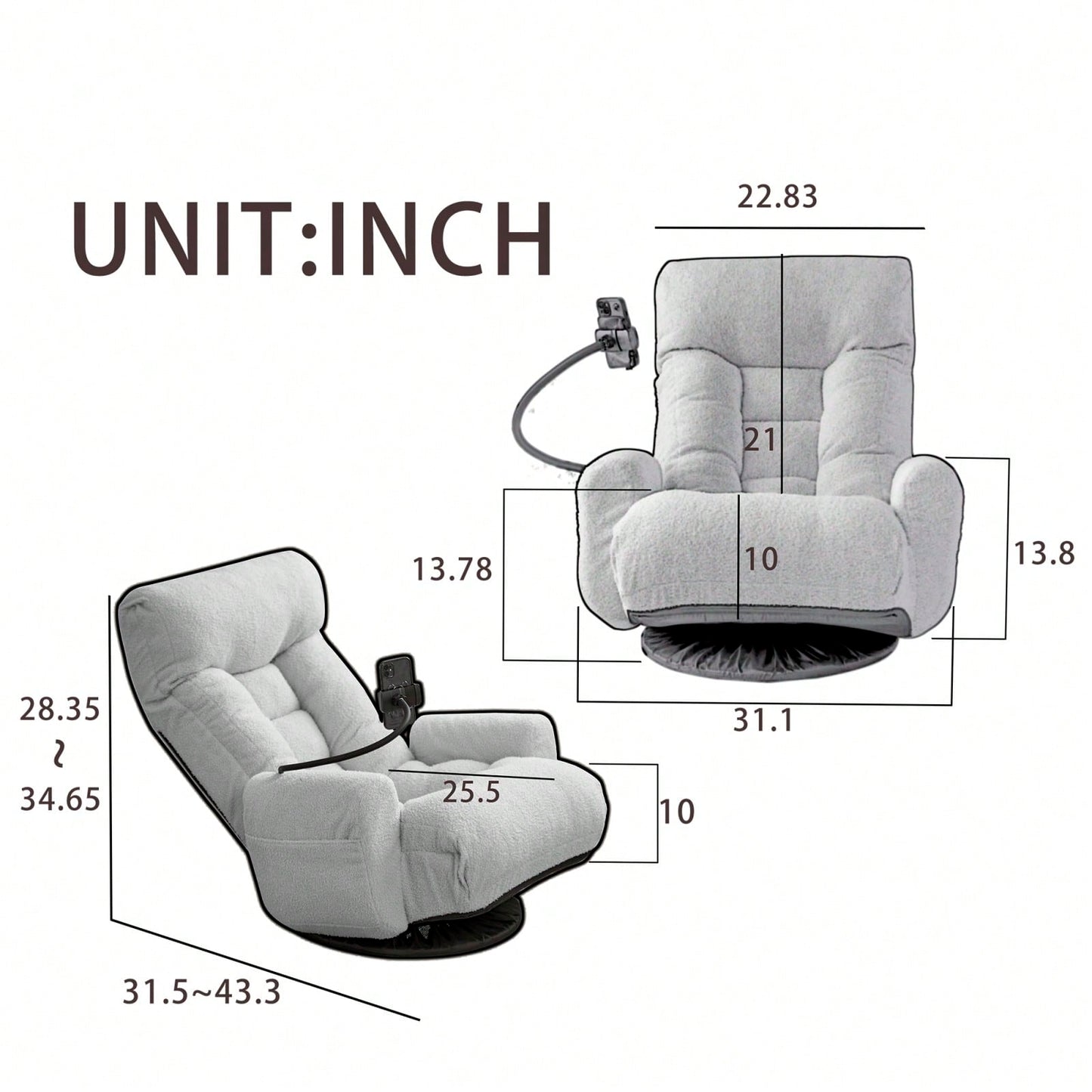 5-Way Adjustable Sofa Chair, Recliner Chair, Living Room Lounge Chair, Gaming Chair