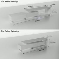 Adjustable LED TV Stand with Storage Cabinets Modern White Entertainment Center Multicolor Mood Lighting