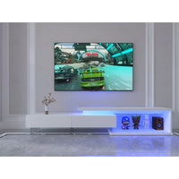 Adjustable LED TV Stand with Storage Cabinets Modern White Entertainment Center Multicolor Mood Lighting