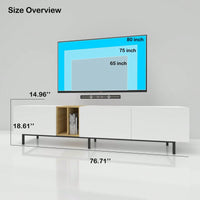 Modern TV Stand For 80 Inch TVs, Entertainment Center With Wireless Charging Station & Ample Storage