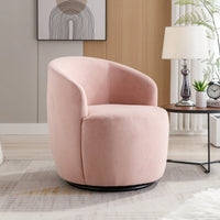 Velvet Upholstered Swivel Accent Chair | Modern Barrel Chair With Metal Ring Base | Comfortable Armchair For Living Room, Bedroom, Office