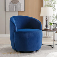 Velvet Upholstered Swivel Accent Chair | Modern Barrel Chair With Metal Ring Base | Comfortable Armchair For Living Room, Bedroom, Office